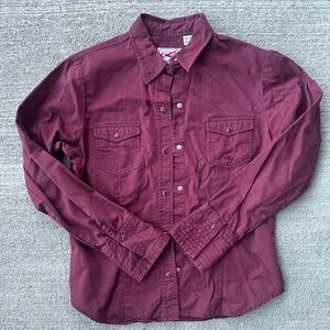 Women’s Roper Western Snap Button Shirt Burgundy/Maroon Size M